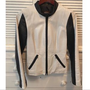 Danier black and white leather jacket